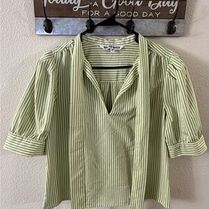 Walter Baker Green Striped Women's Top
